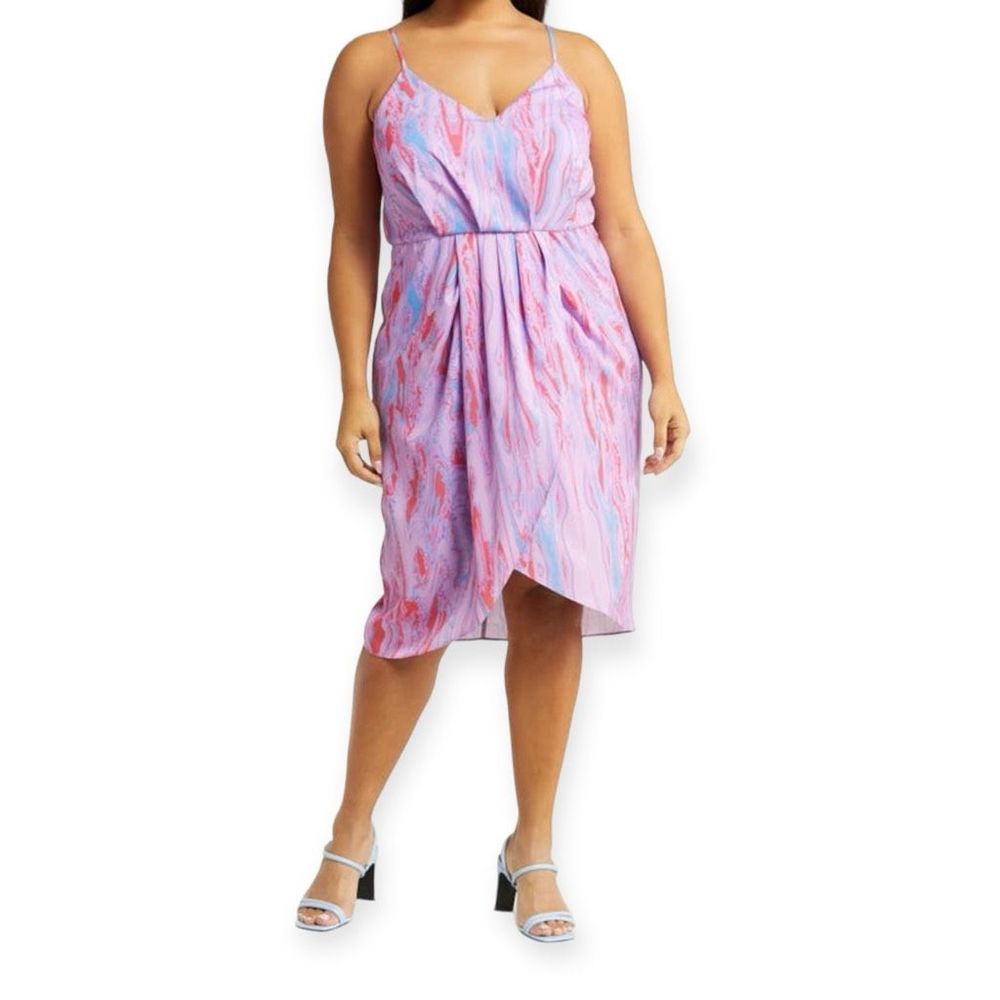 CHELSEA 28 Faux Wrap Dress In Purple Melt Size 1X NEW
